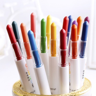 Fancy Twist up Plastic Wax Crayon Pen For Children Non Toxic Silky Crayon Pencil Set